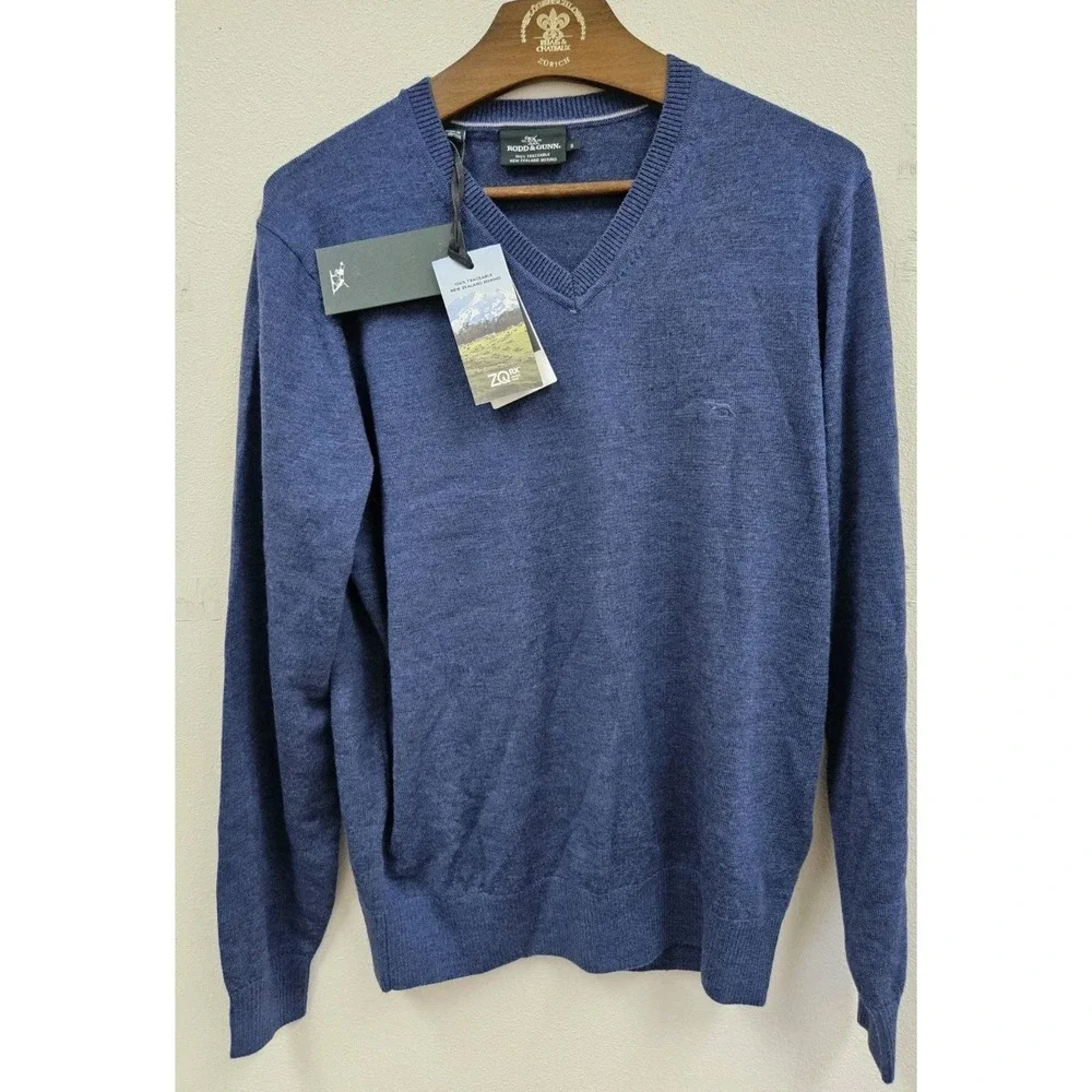 Rodd & Gunn Merino Wool Pullover V-Neck Sweater Blue Men's Small New